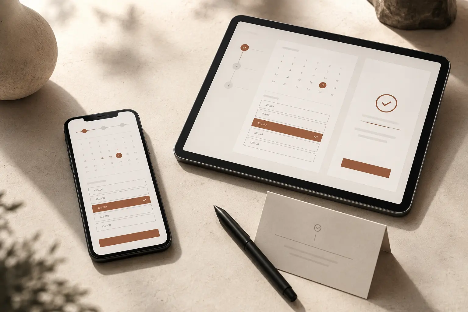 Online appointment booking shown across phone and tablet